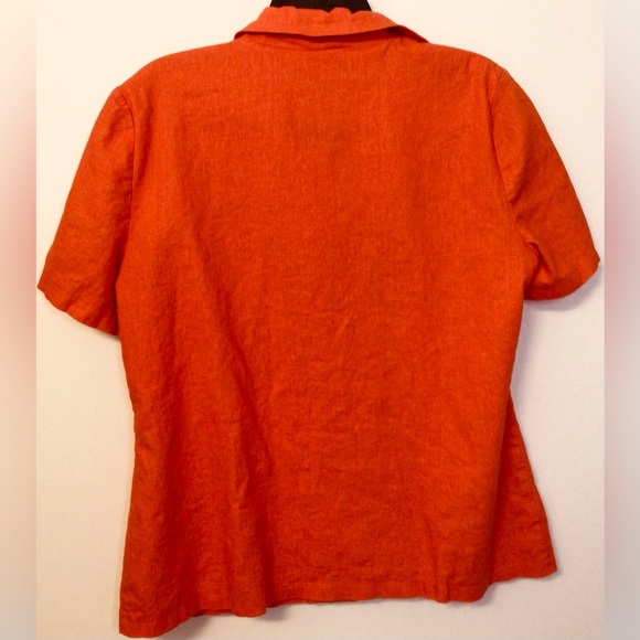 Vintage Scarlett orange linen rayon button down blouse size 14 - Picture 5 of 5